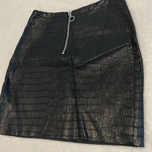 “Black Snakeskin Mini Skirt”